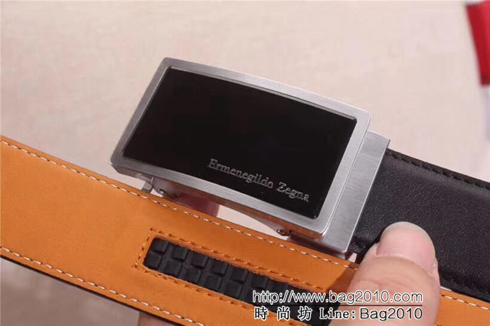 Zegna 傑尼亞 雙面原版進口小牛皮 316精鋼Z字扣 男士皮帶  xfp1231